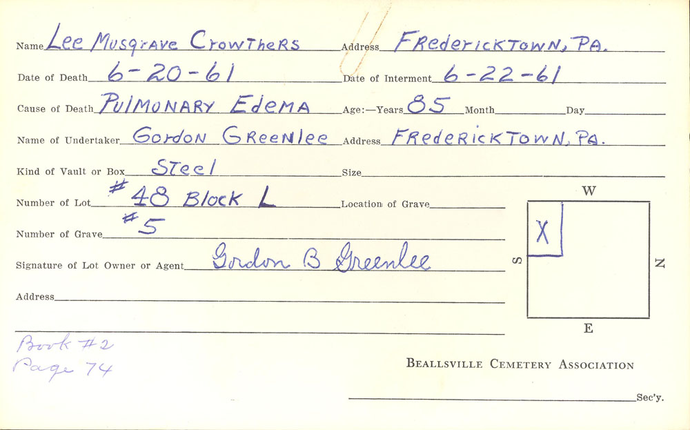 burial card